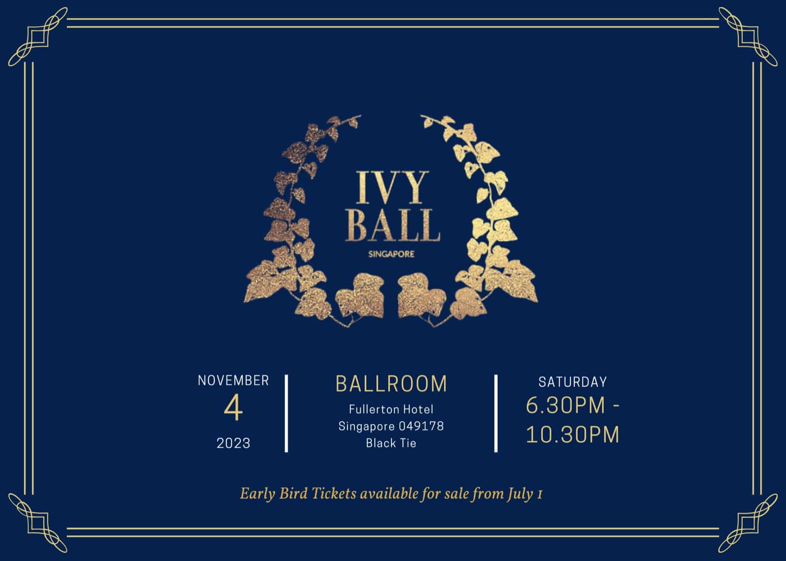 Blue and gold Ivy Ball Banner